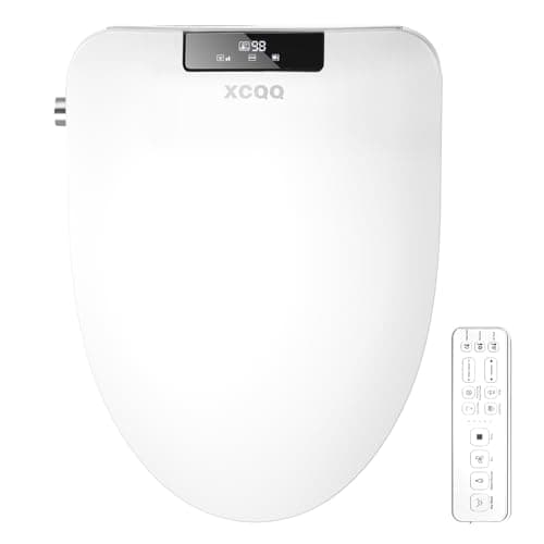 XCQQ Bidet Toilet Seat with Rmote Control, Bidet with Warm Water and Air Dryer, Heated Toilet Seat, Rear and Feminine Multiple Spray Modes, Self Cleaning Nozzle, Night Light - Oval