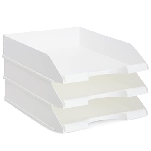 Stockroom Plus Rectangular Letter Trays - Paper Trays for Classroom - Desktop Paper Organizer & File Holder - Document Organizer for Desk Storage - Pack of 4, White, 10 x 13.5 x 2.5 in 7