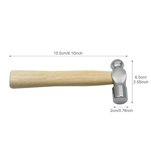 Mini Wooden Handle Round Head Hand Hammers,1 PCS Reinforced Ball Hammer,Round Head Wooden Handle,Escape Tool Hand Hammer for Prying Nails,Woodworking,Repairing,DIY 5