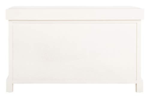 SAFAVIEH Home Collection – Freddy Vintage White Storage Bench with Wicker Baskets & Cushion, Entryway Seating Bench, Fully Assembled (AMH5736D) 5