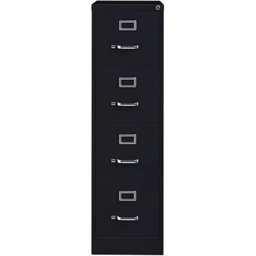 Scranton & Co 22" 4-Drawer Metal Letter Width Vertical Filing Cabinet in Black, Lockable, Sturdy Steel Construction, Office or Home Use, Durable Letter Size File Storage 5