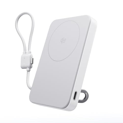 EF ECOFLOW Rapid Mag Power Bank 10,000mAh, Qi2.2 25W Wireless Charging, 0.6'' Slim Magnetic Portable Charger, Built-in USB-C Cable, Qi2 Certified Magsafe-Compatible Battery for iPhone 17/16/15, White