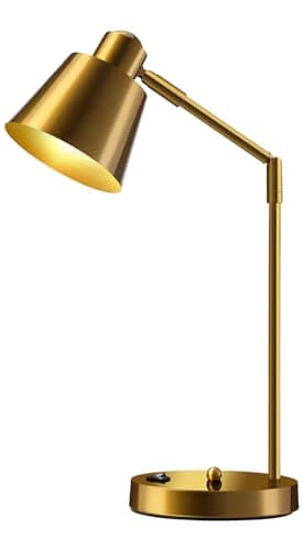 Anxingtools LED Desk Lamp with Dual USB Charging Ports, 100% Metal, 270° Swivel Arms, Soft White Light (3000K), Bedside Reading Lamp, Home Office Lamp(Golden)