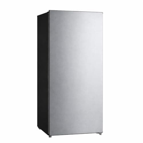 7.1 Cu. Ft. Upright Freezer with Adjustable Temperature, Space-Saving Design, and 4 Shelves - Stainless Steel Look