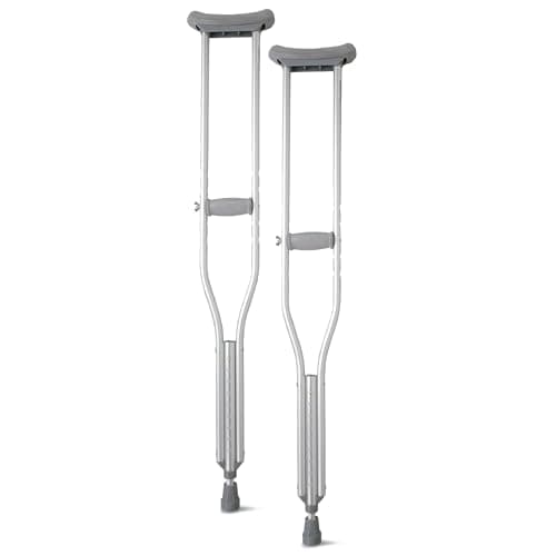 Medline Aluminum Crutches for Kids, Adults & Seniors, Walking Aid, 300 LB Weight Capacity,1 Pair, Fitting 5'2" - 5'10"