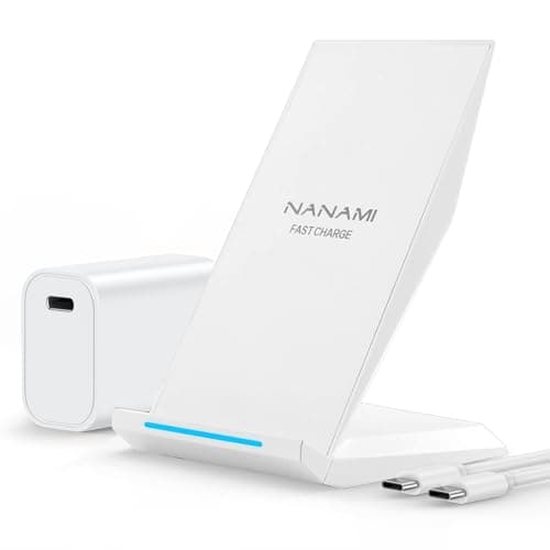 NANAMI Fast Wireless Charger, Qi Certified Charging Stand[with 20W PD Charger] 7.5W for iPhone 17/17 Pro/17 Pro Max/16/15/14/13/12,10W for Samsung Galaxy S25/S25+/S25 ultra/S24/S24 Ultra/S23