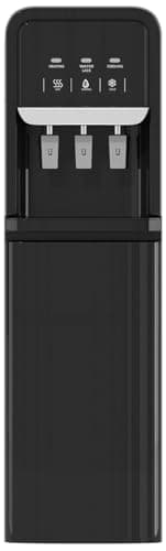 TABU Bottom Loading Water Cooler Dispenser of 3 Temperature Settings-Hot, Cold, Room Water, for 3 or 5 Gallon Bottle, Child Safety Lock,Black