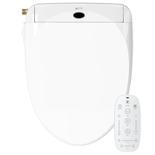 LEIVI Electric Bidet Toilet Seat with Wireless Remote and Side Panel, Multiple Spray Modes, Adjustable Heated Seat, Warm Water and Air Dryer, Auto LED Nightlight, Round
