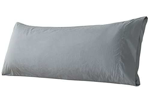 WhatsBedding Body Pillow Cover Cotton Fabric, Long Pillowcase Breathable & Skin-Friendly, Envelope Closure - Grey (20x54 inch)