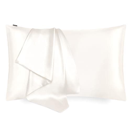 LILYSILK 100% Silk Pillowcase 1PC 25MM Pure Bed Pillowcase for Hair & Skin Terse Envelope Double-Sides Charmeuse Silk, Ivory Queen 20x30 inches