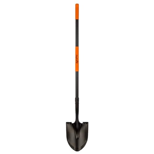AgroPro Heavy Duty Shovel, 58 Inches, Black, High Carbon Steel, Fiberglass Handle, Modern Style