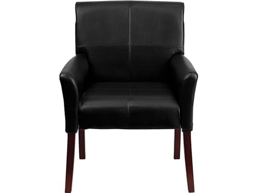 Flash Furniture Taylor LeatherSoft Upholstered Executive Side Reception Chair, Lobby Chair with Cushions and Padded Arms, Black