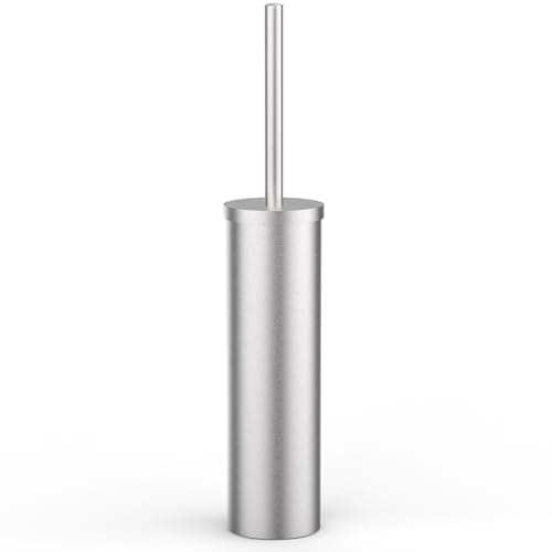 Stainless Steel Toilet Brush and Holder Set Brushed Silver Heavy Duty Toilet Bowl Brush with Long Handle for Bathroom and Farmhouse