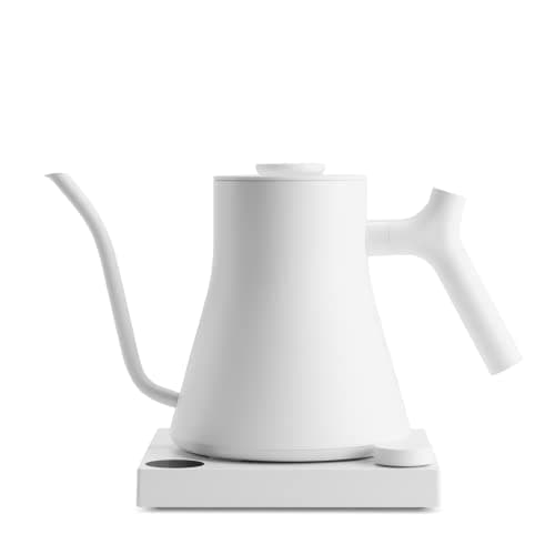 Fellow Stagg EKG Pro Electric Gooseneck Kettle - Pour-Over Coffee and Tea, Quick Heating, Precise Temperature Control, Scheduling, Built-in Brew Timer, Matte White, 0.9 Liter