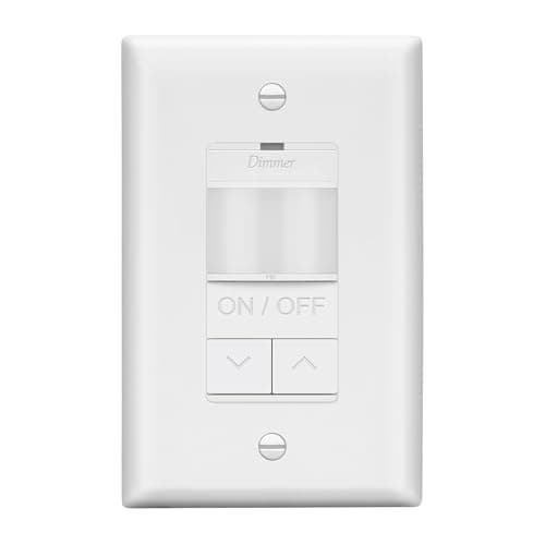 LIDER Motion Sensor Dimmer Switch for Dimmable 200W LED/CFL Lights, 3-Way, 120V, Modern Upgrade, No Neutral Required, No Ground Required, UL Listed, Wall Plate Included, White, New Version