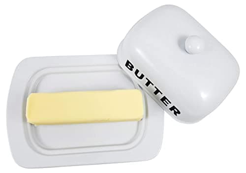 Metal Storage Canisters and Containers for Home and Kitchen Organization, Function, and Decor (White Butter Dish) 6