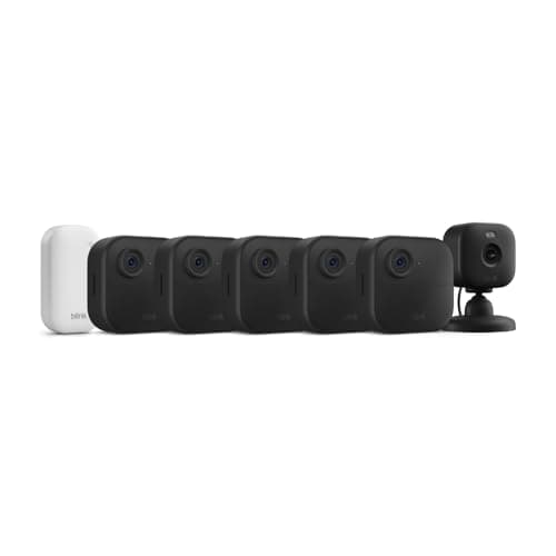 Blink Outdoor 4 + Mini 2 – Wireless smart security camera, two-year battery life, 1080p HD day and infrared night live view. Sync Module Core included – 5 camera system + Mini 2 (Black)
