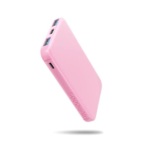 VANYUST S22 Portable Charger, Mini Colorful Power Bank, 5000mAh External Battery Pack Compatible with iPhone 15/14/13/12/11/X All Series and Android Phone, Pink