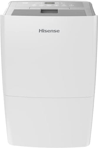 Hisense 50 Pint 3-Speed Dehumidifier with Built-in Pump, 3 Modes Auto, Continuous, Manual, White, Up to 4500 sq ft, Noise level 50 dB, HT5021KP (Renewed)