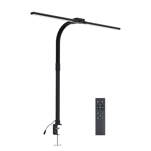 CRLIVOING Full Spectrum LED Desk Lamp, Sun Lamp 15W Eye-Caring Table Light with CRI≥95, Flicker-Free, Low Blue Light, 2700K-6500K, Stepless Dimming, 360° Arm, Clamp Base for Office & Study