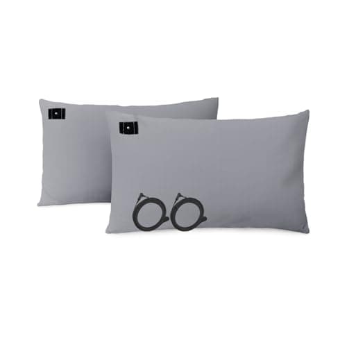 Grounding Pillowcase 2 Pack, Queen Size 20"x30" - Organic Cotton & Silver Fiber, 15ft Grounding Cord, Reduces Pain Anxiety Stress for Better Sleep, Gray