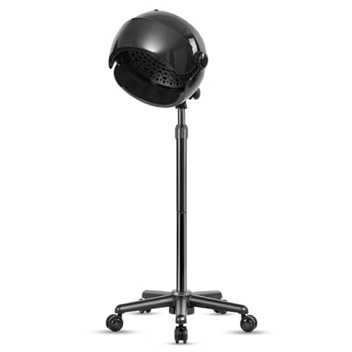 Takeashine Hooded Hair Dryer, 1500W Ionic Standing Dryer with Time Setting, Touch Controls, 3 Temperature Settings, Height Adjustable for Salon and Home Use, Black