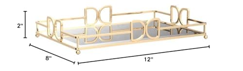 HAIGOUER Gold Mirror Tray: Elegant Makeup/Vanity Tray, Luxury Rust-Proof Glass for Bathroom & Bedroom 7