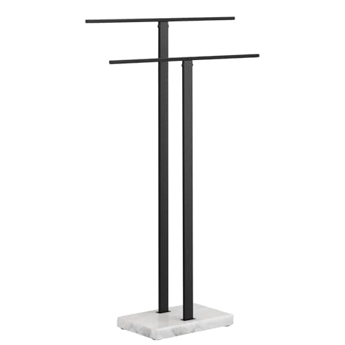 KES Standing Towel Rack, 2-Tier Towel Racks for Bathroom Freestanding with Marble Base, Upgrade Steady Design, SUS304 Stainless Steel Matte Black, BTH217-BK 8