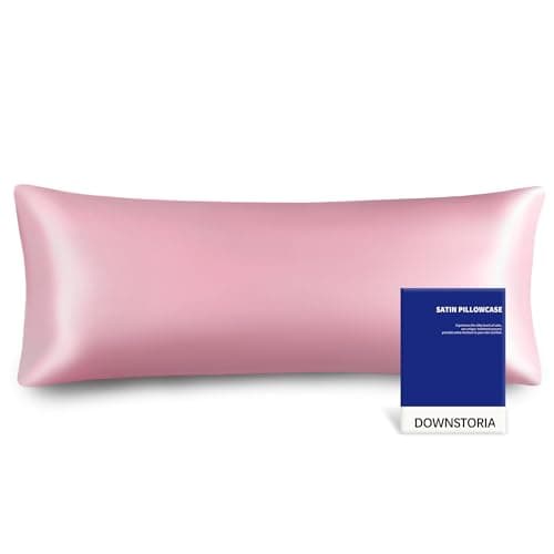 DOWNSTORIA Satin Body Pillow Cover Similar to Silk Body Pillow Pillowcase 1 Pack,Smooth and Cooling, Silky Envelope Closure Large Long Pillow Cases, Gifts for Women Men(20x54 Inches, Pink)