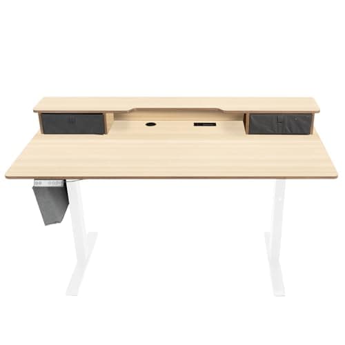 PORIYA 60x28, Dual Motor Desk, Dual Drawer Splice Board, Acceptable 220V,Standing Desk with Storage Shelf, with Independent Outlet and USB Charging(Wood 60 * 28 Dual Motor) 9