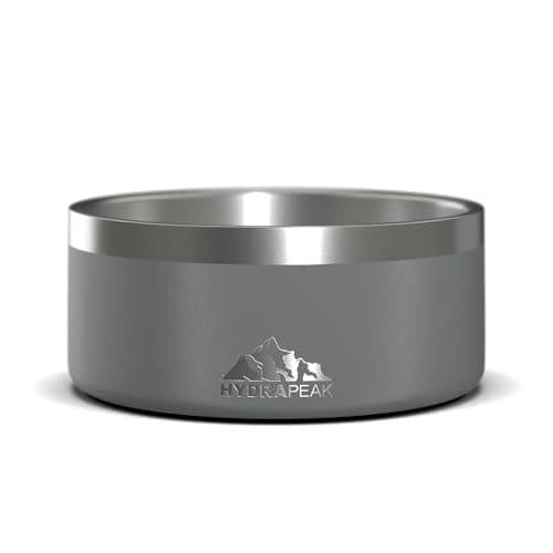 Hydrapeak Dog Bowl; Non Slip Stainless Steel; Water and Food Dish; Large Sized and Small Dogs; 32oz 64oz; Multiple Sizes; 4 Cup | Graphite
