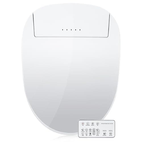 ZMJH A201S Bidet Toilet Seat, Electric Smart Heated Seat with Slow Closes, Vortex Wash, Warm Dryer, Rear and Front Wash, Warm Water, Remote Control, and Night Light, White (Elongated)