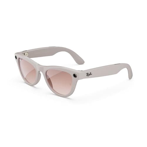 Ray-Ban Meta (Gen 1), Skyler, Shiny Chalky Grey | Smart AI Glasses for Men, Women — 12 MP Camera, Open-Ear Speakers for Audio, Video Recording, Bluetooth — Cinnamon Pink Lenses —Wearable Technology