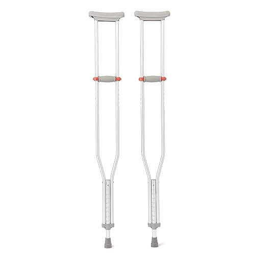 Medline Lightweight Aluminum Red Dot Crutches, for Patients 5’10”–6’6” Tall, Walking Aid for Adults & Seniors with 300 lbs. Weight Capacity