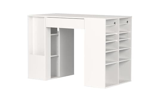 South Shore Crea Counter-Height Craft Table with Scratchproof Surface and Interchangeable Modules - 4 baskets included, Pure White 4