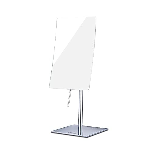 DOWRY 5X Tabletop Magnifying Makeup Mirror Adjustable Rectangular Vanity Mirror for Bedroom 304 Stainless Steel Gifts for Women Wife Mom Teengirls Polished Chrome