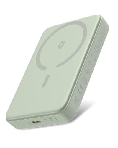 Omnibar Magsafe Portable Charger, 10000mAh Magnetic Power Bank with USB-C 20W PD Fast Charging, for Magsafe Battery Pack Travel Essential, Wireless Power Bank for iPhone 17/16/15/14/13 Series, Green