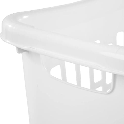 Rectangular Open Laundry Hamper, Plastic, Slim Shape for Small Spaces, White 6