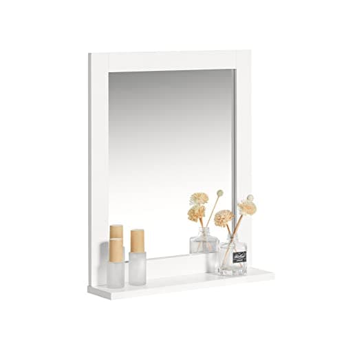 SoBuy Bathroom Wall Mounted Mirror Simple Shelf, White FRG129-W