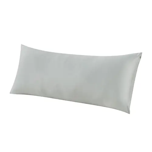 WhatsBedding Body Pillow Cover Cooling Fabric, Long Pillowcase Breathable & Skin-Friendly, Zipper Closure - Light Grey (20x54 inch)