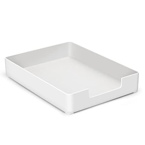 izBuy Letter-Size Tray Desk Letter Tray Paper Tray - Single-Tier Plastic(1-Pcs) Stackable Desktop Organizer Paper Holder Front-Load Documents Tray for Office Supplies File, White