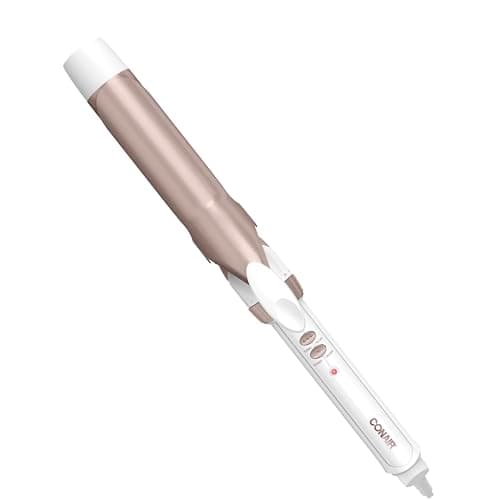 Conair Double Ceramic 1 ¼-Inch Curling Iron, 1 ¼-Inch Barrel Creates Loose Curls, Hair Curler for Use on Medium & Long Hair, White/Rose Gold