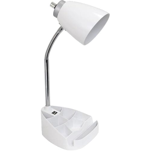 Limelights LD1056-WHT Desk Lamp Organizer with iPad Tablet Book Stand and USB Charging Port, White