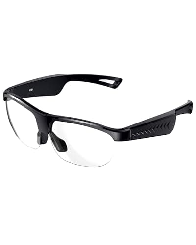 Coucur Bluetooth Glasses with Bluetooth Speaker-No Camera Smart Glasses UV Protection Polarized Sunglasses, Touch Control, Open Earbuds for Athletic & Outdoor, Unisex (Transparent Lens)