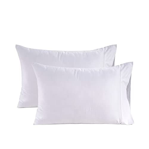 Lane Linen 100% Organic Cotton Pillow Cases Standard Size Set of 2 (20"x26") - Cotton Pillowcases Standard Size - Soft White Pillow Cases Set of 2 - Standard White Pillow Case Pack of 2 - White