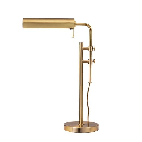 O'Bright Aurora LED Pharmacy Desk Lamp - Swing Arm, Industrial Design for Reading, Crafting, Work,10W LED, Adjustable Height 18.5-24.5 inches - Ideal for Living Room, Bedside, Office, Antique Brass
