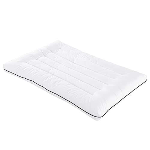 HOMBYS Ultra Thin Flat Bed Pillow for Stomach and Back Sleepers,Standard Size Down Alternative Cervical Pillow for Neck Pain, 100% Cotton Shell, White,2.5 inch