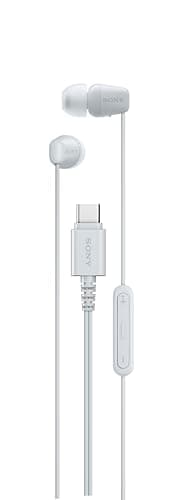 Sony IER-EX15C USB-C Plug, Wired in-Ear Headphones for iPhone and Android Phones, with Built-in Multi-Function Button, Volume and Mic Control, Supports USB Audio Class 1.0 Devices, White