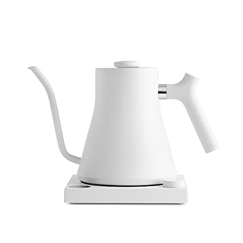 Fellow Stagg EKG Electric Gooseneck Kettle - Pour-Over Coffee and Tea Water Boiler - Stainless Steel, Quick Heating for Boiling Water - Matte White