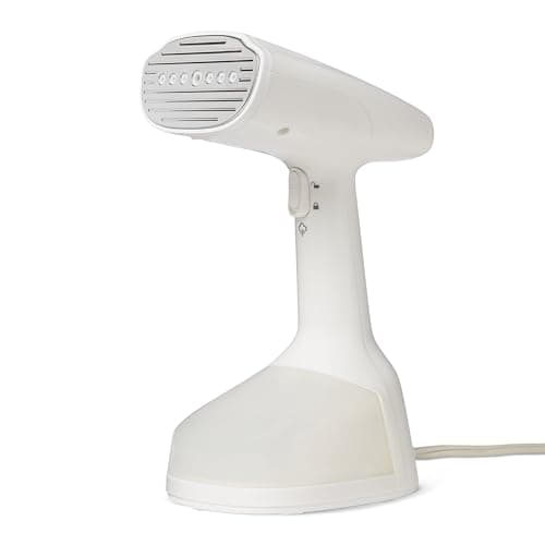 Amazon Basics Handheld Garment Steamer for Clothes, 1500W Turbo Extreme Steam, Travel Must Have with Dual Steam Modes, Auto Shut-off & Fabric Accessories, White